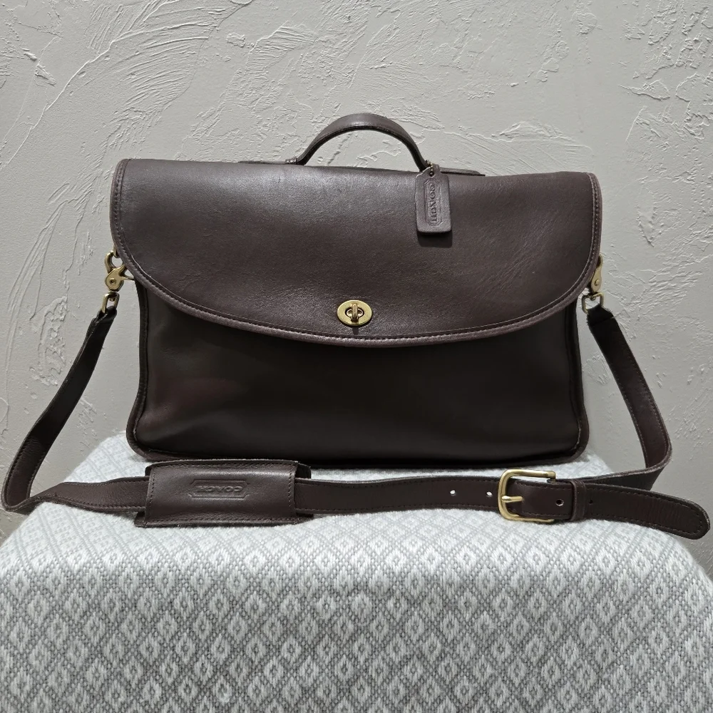 Coach Chocolate Brown Leather Crossbody Satchel - Picture 2 of 4